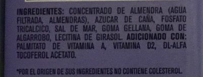 Alimento liquido sabor almendra ingredients label