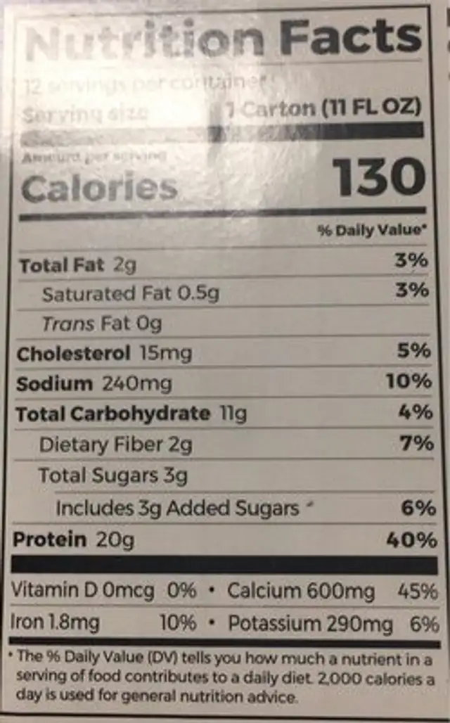 Grass fed clean protein shake creamy chocolate fudge nutrition facts table