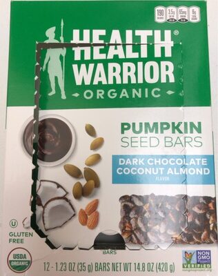 Organic Pumpkin Seed Bar Dark Chocolate Coconut Almond Flavor