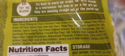 BFree Multi-Grain Wraps ingredients label