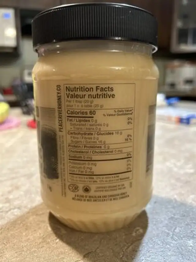 Unknown nutrition facts table