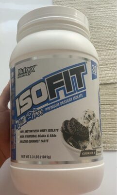Cookies & Cream Flavored Iso Fit front packaging