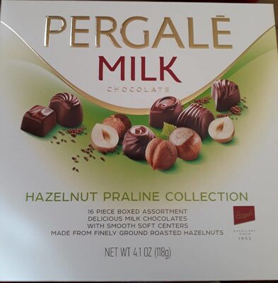 Milk chocolate hazelnut praline front packaging