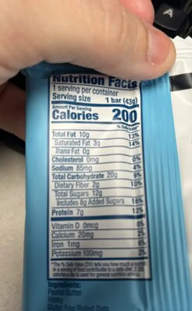 Oatmeal Chocolate Chip ingredients label