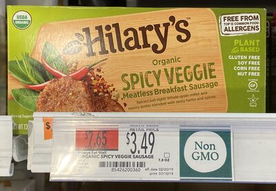 Organic spicy veggie meatless breakfast sausage