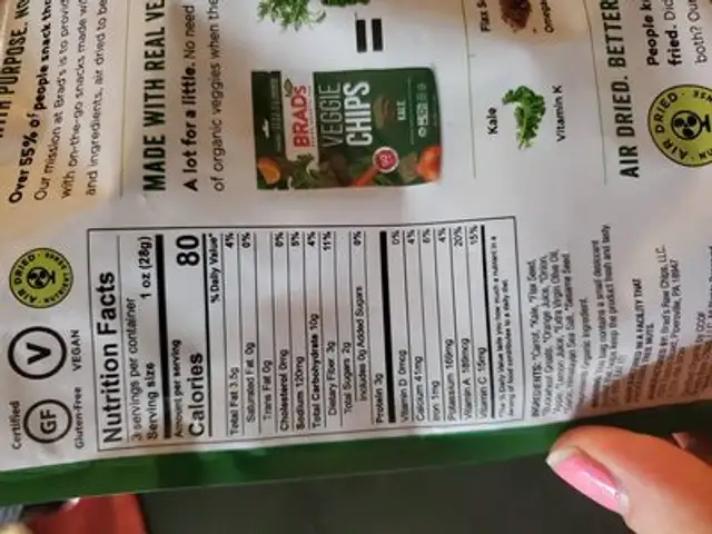 Brads raw chip kale ingredients label