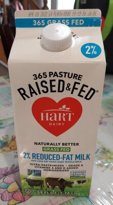 Grass Fed 2 percent Reduced Fat milk front packaging