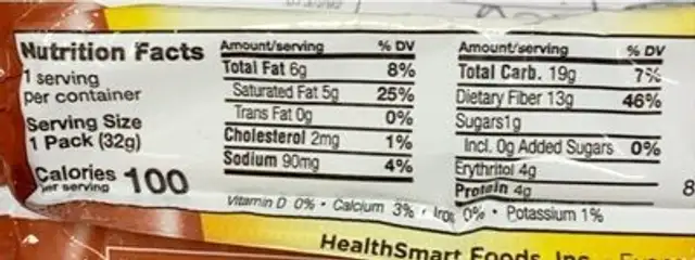 Chocorite chocolate crispy caramel nutrition facts table
