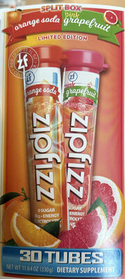Zipfizz Orange Soda & Pink Grapefruit front packaging