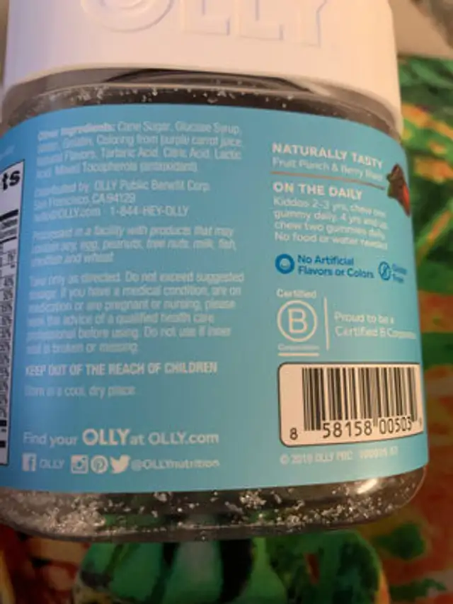 Kids Multi & Probiotic ingredients label