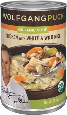 Organic chicken with white wild rice soup front packaging