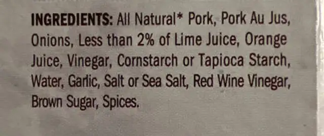 Roasted Pork - Eat Fresco - Eat Fresco - Eat Fresco ingredients label