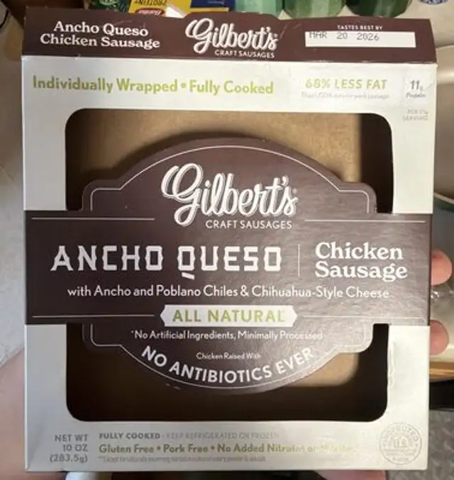 Ancho Queso Chicken Sausage front packaging