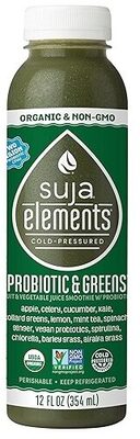 Suja, elements, probiotic & greens fruit & vegetable juice smoothie