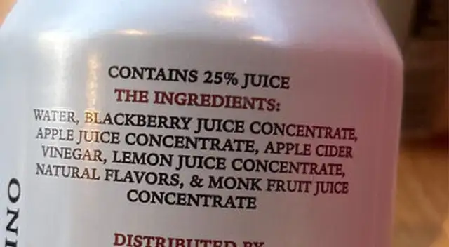 White Widow Cider ingredients label