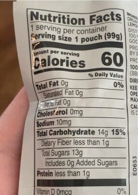 Apple & Sweet Potato Baby Food Puree nutrition facts table