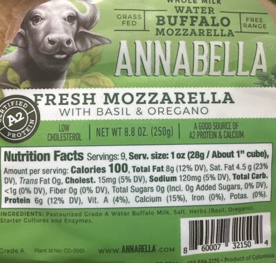 Water Buffalo Mozzarella, Basil & Oregano