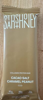 COLLAGEN PROTEIN BAR CACAO SALT CARAMEL PEANUT front packaging