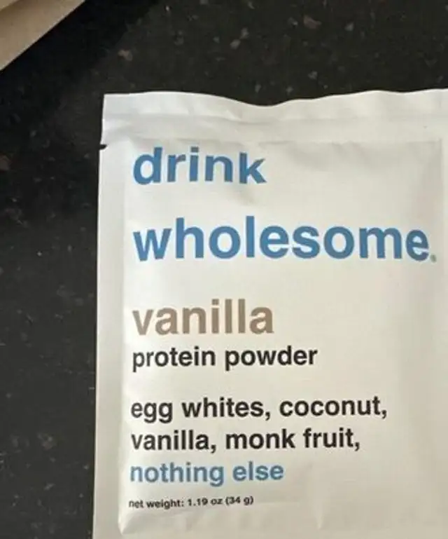 Vanilla protein powder front packaging