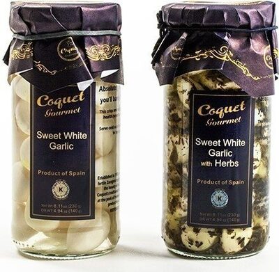 Marinated spanish sweet white garlic by coquet classic