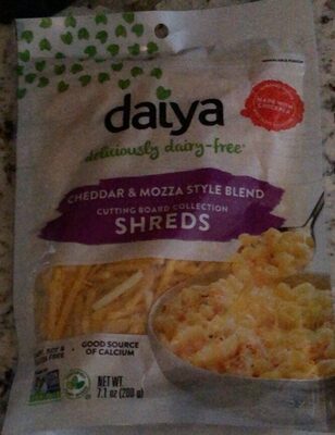 Dairy-Free Cheddar & Mozza Shreds front packaging