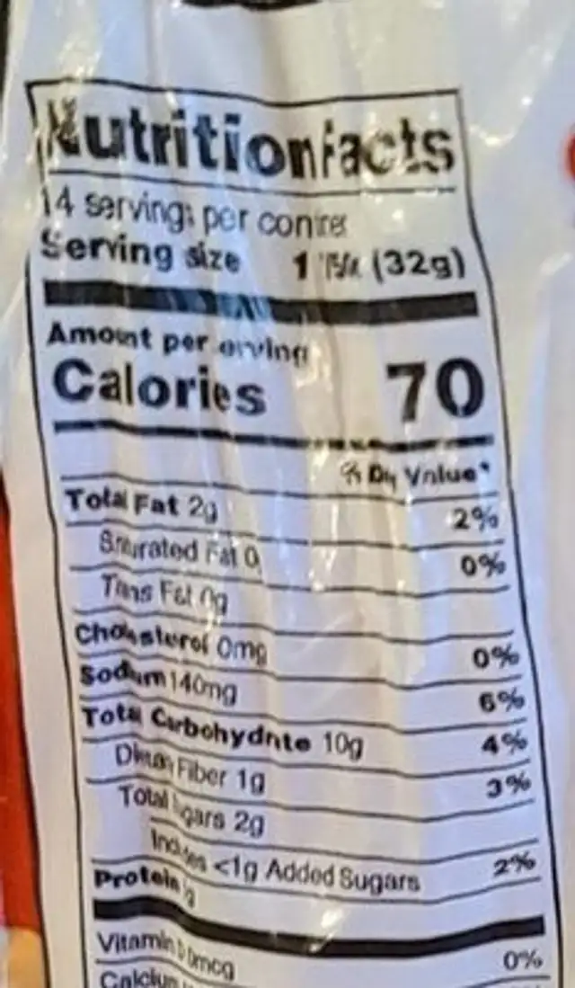 Vegan oat bread nutrition facts table