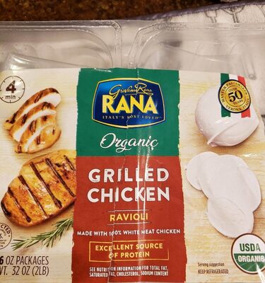 Organic grilled chicken ravioli