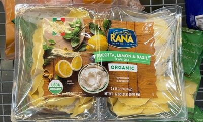 Ricotta, lemon & basil ravioli organic