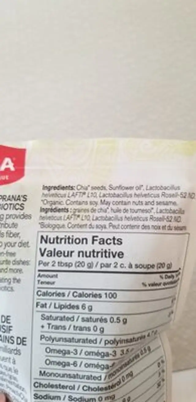 proactiv chia whole·entier black·noir ingredients label