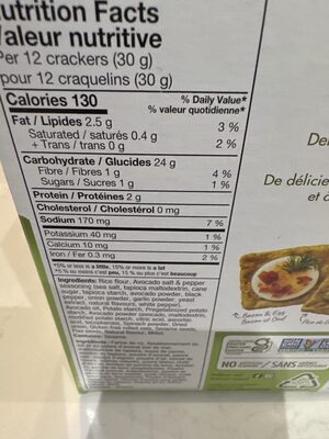 Avocado Toast Salt & Pepper nutrition facts table