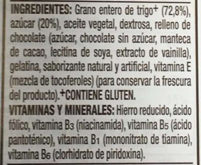 Frosted s'mores bites cereal, chocolate chips ingredients label