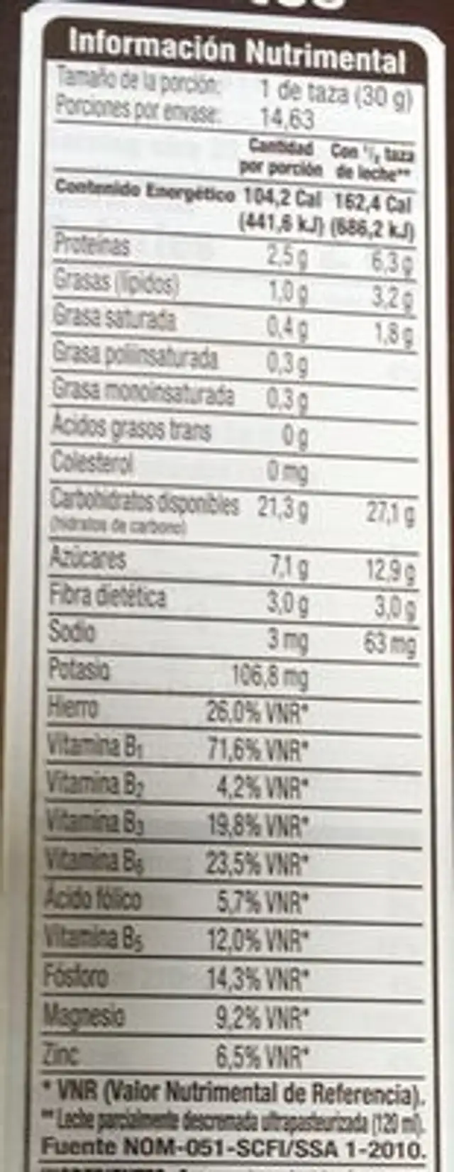 Frosted s'mores bites cereal, chocolate chips nutrition facts table