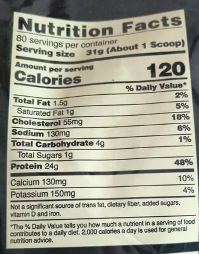 Gold Standard 100% Whey Protein, Vanilla Ice Cream nutrition facts table
