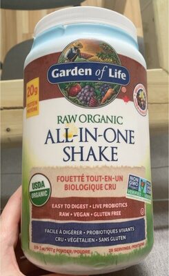 Raw organic all in one shake