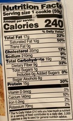 Protein Cookie Chocolate Chip nutrition facts table