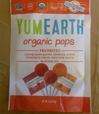 Organic Pops Pomegranate Pucker, Wet-Face Watermelon, Strawberry Smash, Perfectly Peach front packaging
