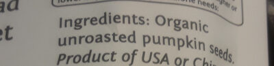 Pumpkin seeds ingredients label