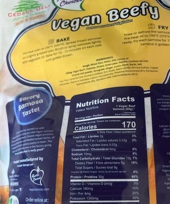Vegan beefy samosas front packaging