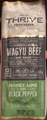 Thrive Wagyu Beef Bar Honey Lime And Black Pepper