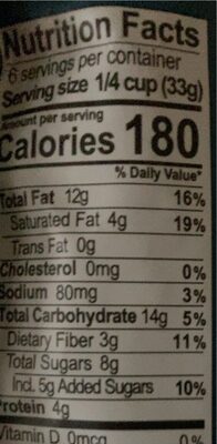 Berry macaroon almond trail mix nutrition facts table