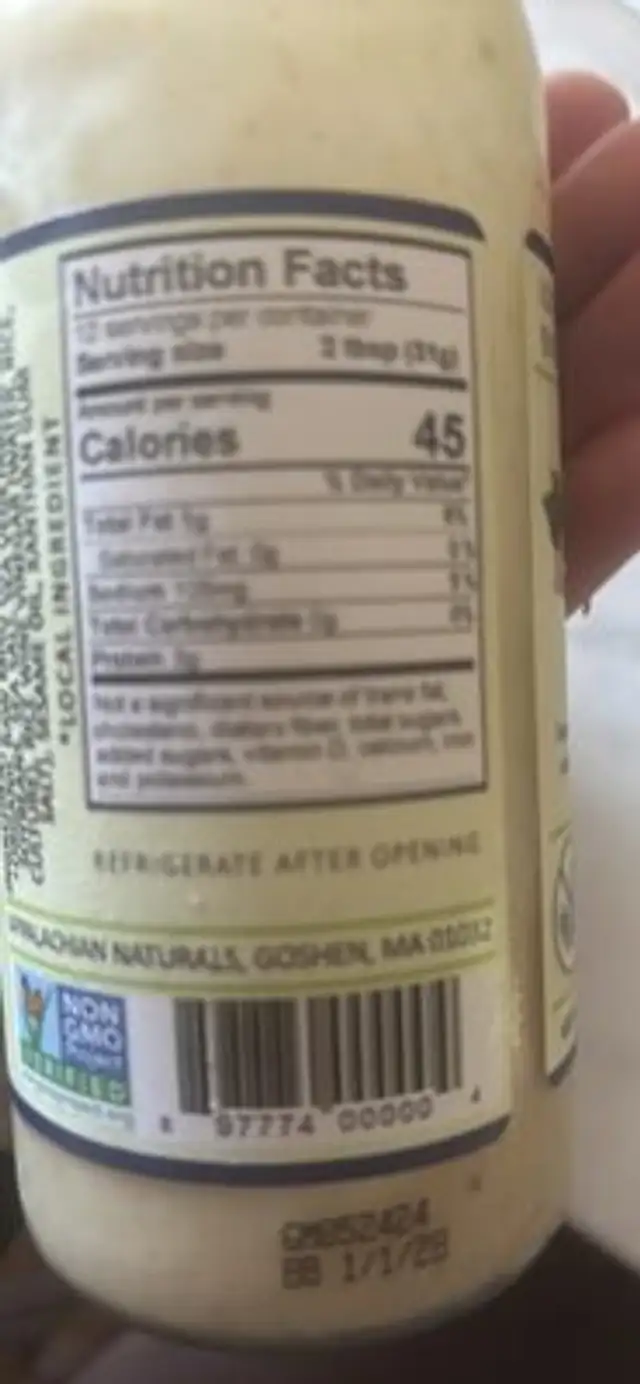 GINGER MISO SALAD DRESSING nutrition facts table
