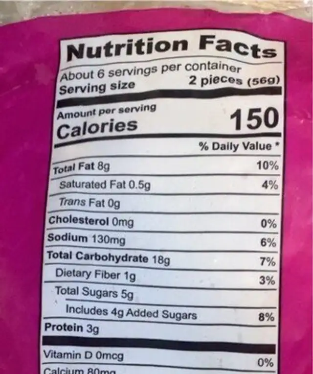 Pancake Balls Buttermilk nutrition facts table