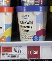 Vanilla gelato crunchy oat streusel maine blueberries crisp, maine wild blueberry