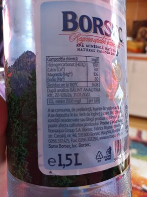 Apa minerală naturală nutrition facts table