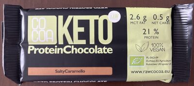 Keto Chocolate, Salty Caramello front packaging