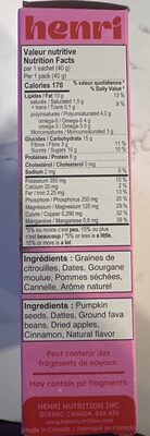 6 Ingredient Snack nutrition facts table