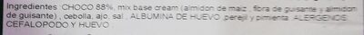 Hamburguesas de chocos ingredients label