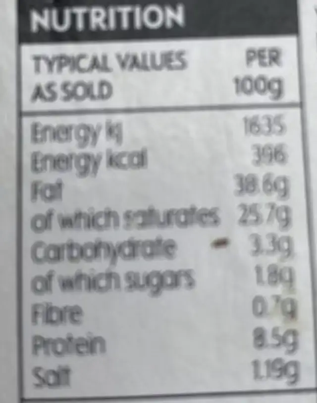brillat savarin nutrition facts table