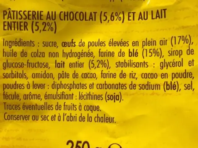 Tamtam ingredients label