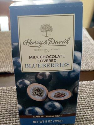 Milk chocolate covered blueberries front packaging